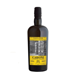 Bouteille de Caroni Guyana Stock 23 ans 1994, un rhum rare et prestigieux de la distillerie Caroni.