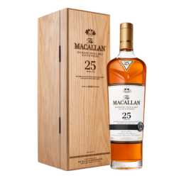 Bouteille de The Macallan 25 Ans Sherry, un whisky de luxe pour les connaisseurs.