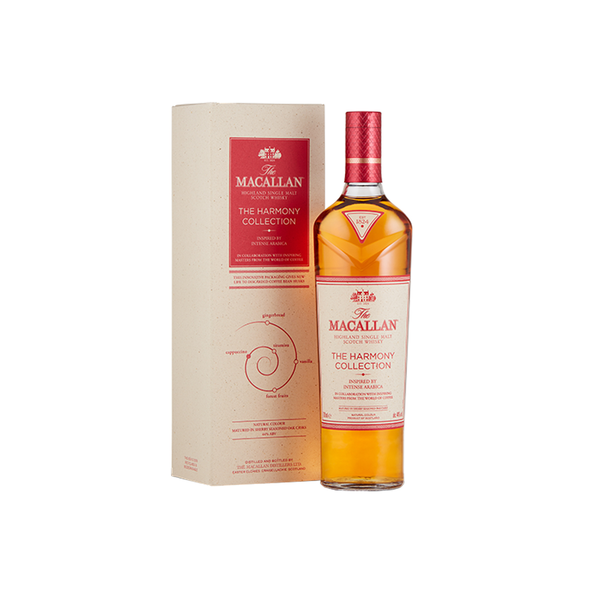 "Bouteille de The Macallan Harmony Collection Intense Arabica, un whisky raffiné pour les amateurs exigeants.