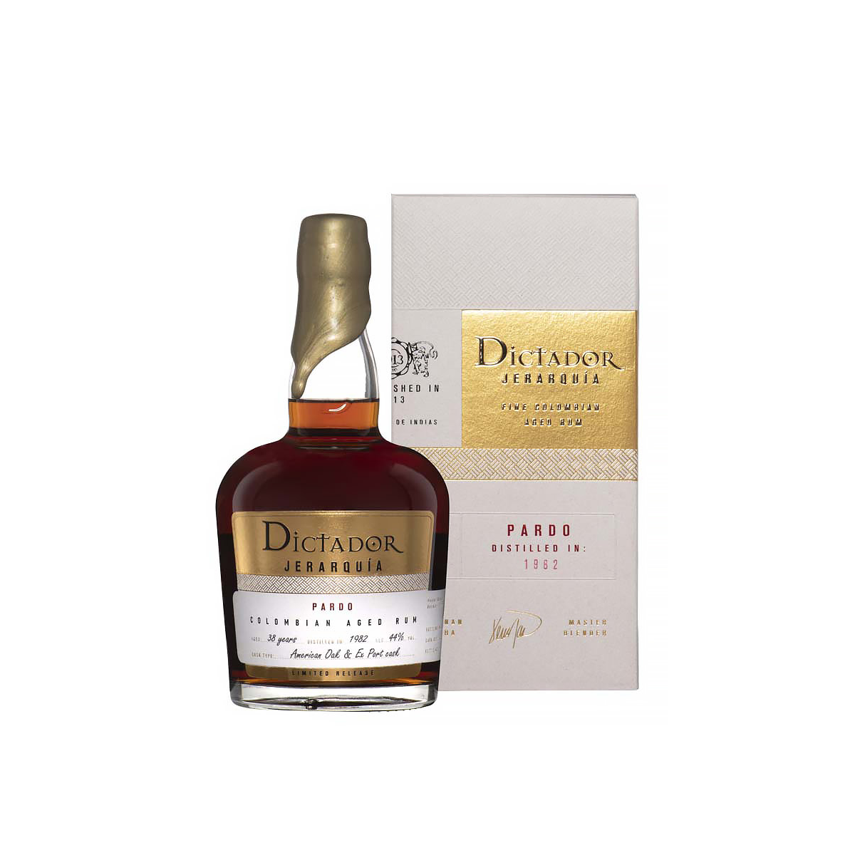 Bouteille de Dictador Jerarquía 1982 Pardo, un rhum d'exception de la distillerie Dictador.