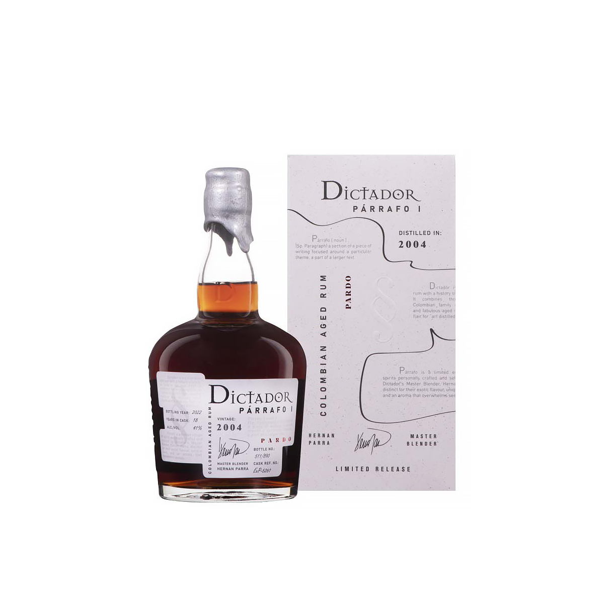 Bouteille de Dictador Párrafo 2004 Pardo, un rhum d'exception de la distillerie Dictador.