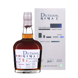 Bouteille de Dictador Rima 2002 Port Cask, un rhum de qualité vieilli en fûts de Porto.