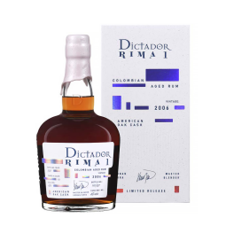 Bouteille de Dictador Rima 2006 Sherry Cask, un rhum de qualité vieilli en fûts de sherry.